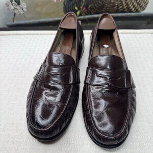 L.L. Bean Mens Size 10W Dark Brown Leather Loafers Casual Dress Shoes
